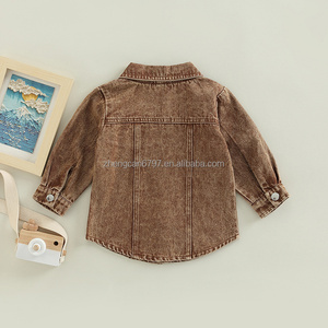 Vestes <span class=keywords><strong>en</strong></span> denim décontractées pour enfants, manteau avec poche et col à revers à manches longues, vêtements d'automne unisexes pour bébés - Product Image 6
