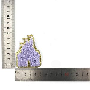 Sac accessoire <span class=keywords><strong>de</strong></span> luxe étincelle or paillettes bordure thermoscellage fer sur Chenille Patch bricolage broderie dessin animé princesse château patchs - Product Image 6