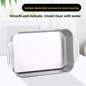 Assiette plate <span class=keywords><strong>rectangulaire</strong></span> en acier inoxydable de qualité alimentaire, épaissie, pour cuisinière à <span class=keywords><strong>induction</strong></span> et four, design moderne, couleur unie - Product Image 2