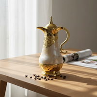 Carafe à café arabe élégante finition marbre, garde au chaud et au froid 24 heures, avec intérieur en verre, thermos sous vide