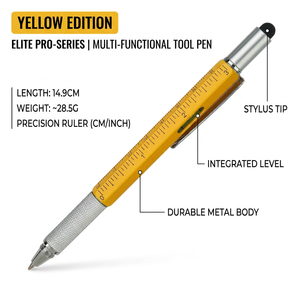 Stylo-outil multifonction professionnel en métal 6 en 1 avec stylet, niveau, règle et tournevis pour ingénieur, architecte, construction, cadeau - Product Image 3