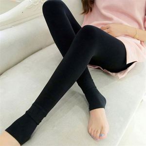 K1369 Women Mid Waist Casual Woven Thick Fur Warm Winter Leggings 400g Spandex/Nylon Pants Anti-Bacterial Ankle-Length Letter - Product Image 4