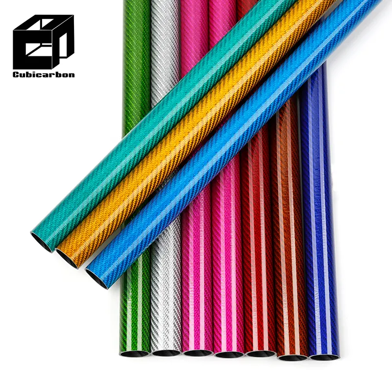 Supply Carbon Fiber Color Tube Custom Black  Red  Blue  Pink  Purple  Golden  Silver  Green Fiber Carbon Tubes