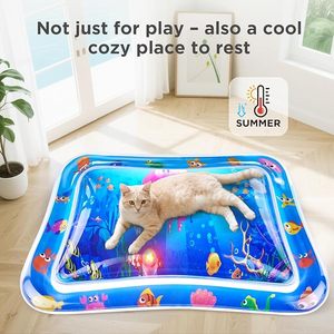 Estera de agua para gatos iluminada multicolor, agua para gatos antiarañazos con peces flotantes, juguete interactivo para gatos, ejercicio, caza, juguetes para gatitos - Product Image 4