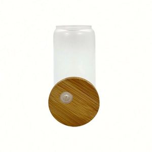 Gobelet givré vierge pour sublimation 16 oz, verre à bière en forme de canette 16 oz avec couvercle en bambou et paille - Product Image 2