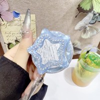 Soporte magnético para teléfono con forma de estrella de cinco puntas, con purpurina y efecto espejo, en colores de moda, portátil, con bolsa de gas, soporte flexible para escritorio.