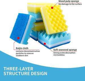 ฟองน้ำล้างจานในครัวเรือน แผ่นขัดทำความสะอาดแบบเป็นมิตรกับสิ่งแวดล้อม แปรงฟองน้ำสีสันสดใส หนา ทนทาน ผ้าเช็ดทำความสะอาดสำหรับล้างจาน ขายส่งจากโรงงาน - Product Image 5