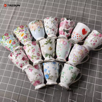 Ensemble de tasses à café et soucoupes en porcelaine fine écologique, design élégant et luxueux, motif floral et papillon européen, cadeau d'affaires