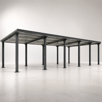Abri de voiture pour 4 véhicules, abri de garage métallique à pente simple avec structure galvanisée, auvent de carport pour villa et parking scolaire