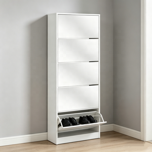 2026 Hot Selling Modern Large-Capacity Wood Mirror Shoes <strong>Cabinet</strong> 5 Drawers Tall <strong>Slim</strong> Entryway Shoe Storage Living Room in Stock - Product Image 6