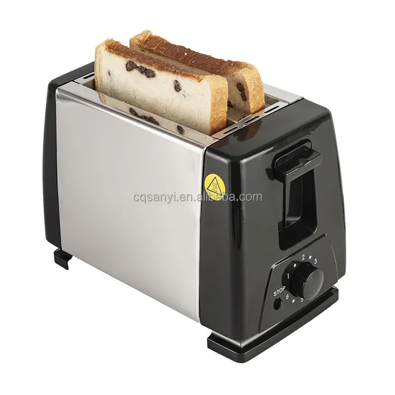 Mesin pemanggang roti 2 potong elektrik, Pemanggang roti dapur rumah tangga, mesin pembuat Sandwich Stainless Steel