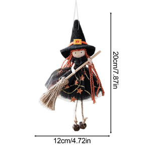 Decoraciones <span class=keywords><strong>de</strong></span> Muñecas <span class=keywords><strong>de</strong></span> Bruja <span class=keywords><strong>de</strong></span> Halloween, Muñeca Colgante <span class=keywords><strong>de</strong></span> Bruja con Escoba Voladora, Ángel, Campana, para Árbol <span class=keywords><strong>de</strong></span> Halloween - Product Image 4