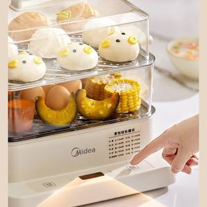 Olla Eléctrica Midea de Tres Niveles, 10L, Blanca, de Acero Inoxidable, para Cocinar y Estofar Automáticamente - Product Image 4