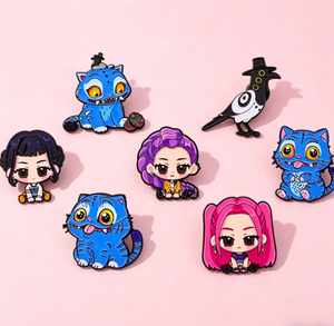 Broche de aleación con diseño de personaje de dibujos animados, equipo de cazadores de demonios, gatito, accesorio decorativo, pin conmemorativo, insignia personalizada - Product Image 4