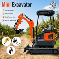 Mini-excavatrice Fulcore 1 tonne 2 tonnes multifonctionnelle avec divers accessoires : brise-roche, grappin, foreuse, excavatrice sur chenilles