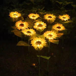 Factory Direct Supply Waterproof Solar Lily Sunflower Rose Wheat Daisy Lights Solar Flower Garden Decorative Stake Lights