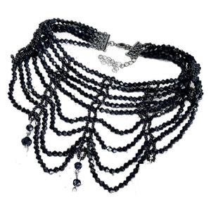 Collier chic de style coréen, sombre et élégant, avec des pampilles en cristal tissé multicouches, douces et uniques, parfait pour - Product Image 5