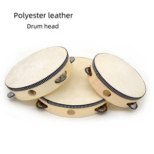 JELO LF-T 6 inci tamborin Metal Birch genggam kepala Drum poliester kulit kepala Drum Gereja Jingle genggam instrumen Gereja - Product Image 6