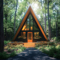 Petite cabine préfabriquée Kit de petite cabine de luxe à cadre Maison triangulaire Maison temporaire Hôtel de villégiature modulaire