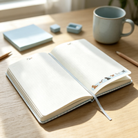 Carnet en cuir PU bleu doux format A5, 100 pages, motif imprimé, avec sangle mignonne pour prise de notes, édition cadeau