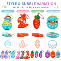 Collection de porte-clés anti-stress en silicone à bulles à presser, motifs Pâques (œuf, lapin, carotte, panier) - Vente en gros - Points clés de vente
