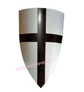 โล่เหล็กกล้าอ่อนทรงกลม งานฝีมือตกแต่งบ้าน ลายกางเขนอัศวินยุคกลาง ครูเซดเดอร์ และเทมพลาร์ - Product Image 1