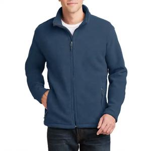 Veste polaire personnalisée à fermeture éclair bon marché pour hommes, veste d'hiver en polaire épaisse et chaude à col montant, vêtements d'extérieur décontractés de couleur unie - Product Image 1