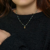 Collier pendentif en perles acryliques avec charme de tulipe exquis, plaqué or 18 carats PVD, chaîne de perles pour femmes