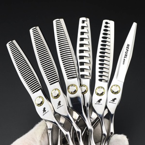 Tijeras <span class=keywords><strong>de</strong></span> peluquería <span class=keywords><strong>de</strong></span> alta calidad <span class=keywords><strong>de</strong></span> 6.0 pulgadas con <span class=keywords><strong>corte</strong></span> <span class=keywords><strong>de</strong></span> espina <span class=keywords><strong>de</strong></span> pescado, sin costuras, dientes en <span class=keywords><strong>V</strong></span> y rodamientos tipo asta, para moda, belleza y barbería HS-008 - Product Image 1