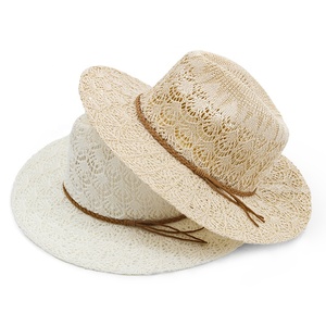 Yüksek kaliteli yaz nefes kadın erkek düz plaj Panama disket şapka hasır şapkalar - Product Image 3