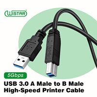 Kabel USB 3.0 WISTAR Tipe A Male ke B Male, Kabel Printer Kompatibel untuk Hard Disk Drive, Printer, Scanner, USB Hub, Monitor, dll.