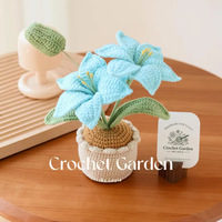 Fleur de lys au crochet de haute qualité, plante artificielle en pot, décoration de bureau à domicile, ornement, cadeaux faits à la main, fleurs au crochet