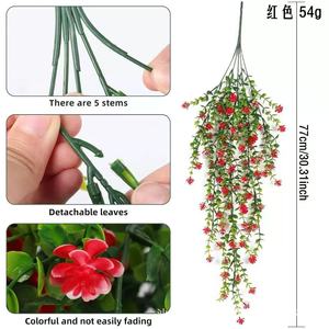 Guirlande de fleurs artificielles violettes 77 cm, plante suspendue pour décoration murale, décoration intérieure, mariage - Product Image 2