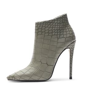 Scarpe da <span class=keywords><strong>Donna</strong></span> con <span class=keywords><strong>Tacco</strong></span> Alto 12cm, Stivaletti Neri e Bianchi con Chiusura a Zip per Autunno e Inverno, Direttamente dalla Cina - Product Image 4