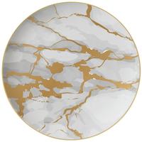 Ensemble d'assiettes en céramique marbrée à bord doré, vaisselle de luxe en porcelaine marbrée blanche et grise pour mariage, fête à domicile