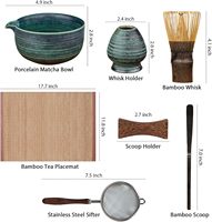 Coffret cadeau Matcha - Ensemble de fouets à Matcha 7 pièces avec fouet en bambou (Chasen), bol en céramique et accessoires pour la cérémonie du thé, ou pour un cadeau de pendaison de crémaillère