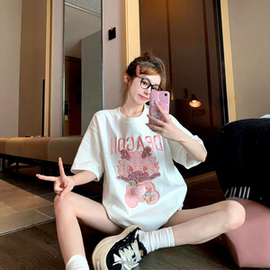 Kaos Wanita Manis Grosir, Model Terbaru Musim Panas, Lengan Pendek, Bahan Katun/Poliester, Kaos Dalaman, Pakaian Murah - Product Image 3