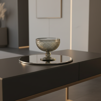 Diamant-geëmbosseerde retro reliëf dessertkom met voet van sodakalkglas, 374ml, gekleurd glas, vaatwasserbestendig, ijsbeker