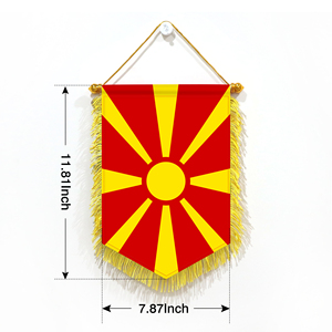 Bandera Macedonia y pancarta de 20*30cm con borlas alrededor adecuadas para actividades conmemorativas históricas de los Balcanes - Product Image 1