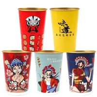 16oz 22Oz 46Oz biodégradable jetable barbecue papier seau feuille d'or papier seau brochette viande bouillie papier pot emballage tasses