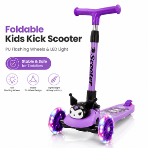 Patinete Plegable para Niños con Ruedas de PU con Luces, Altura Ajustable en 4 Niveles, Patinete de 3 Ruedas para Niños y Niñas de 3 a 12 Años - Product Image 1