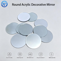 Plaque de miroir acrylique ronde incassable 100x100x0.9mm, panneau mural réfléchissant en PMMA pour décoration intérieure, fourniture OEM usine