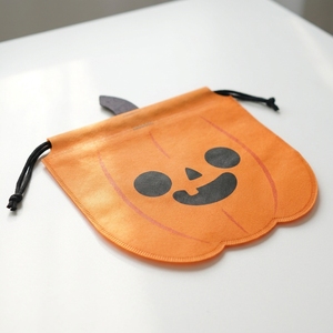 Sac cadeau non tissé à cordon de serrage orange pour citrouille, pochette réutilisable en plastique pour bijoux, idéal pour les cadeaux de fête d'Halloween - Product Image 2