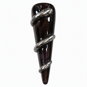 Faux ongles en acrylique faits à la main, forme stiletto ou amande, couvrance totale, motifs 3D gothiques punk avec paillettes et sequins - Product Image 2