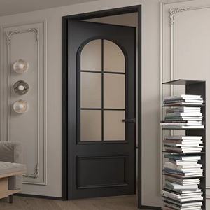 Watboc diseño minimalista casa Interior Retro francés puertas abatibles vidrio abatible puerta de aluminio solo vidrio templado puerta abatible - Product Image 3