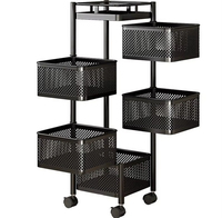 Chariot de cuisine pliable rotatif à 5 niveaux en métal avec paniers de rangement pour légumes et fruits - Prix de gros