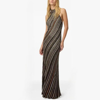 Ensemble Chic Européen et Américain pour Femme : Haut Tricoté à Rayures et Paillettes Color Block, Col en V, Manches Courtes, Style Vacances