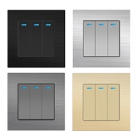 UK Standard 1 Gang 1 voie/2 voies en alliage d'aluminium bouton poussoir applique murale interrupteur électrique prise Max. 220v tension murale électrique