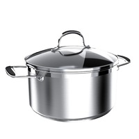 Wajan Masak Anti Lengket Stainless Steel Gaya Barat Alas Komposit Tebal Multi-Lapisan Set Peralatan Masak Rumah Tangga dengan Tutup Kaca