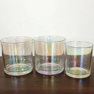 Made In China Luxe Iriserende Glas Kaars Potten Met Deksels High End Regenboog Kaarshouder 8Oz 10Oz Voor bruiloft Decoratie